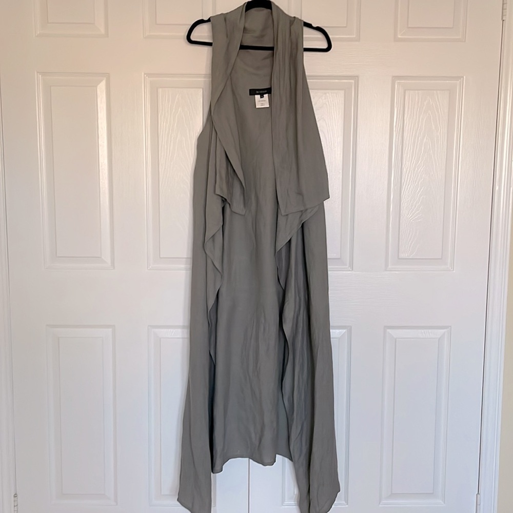 Sid Neigum linen blend lagenlook open front waterfall long vest, size US 6